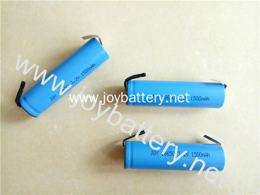 18650 LiFePO4 cylindrical battery 3.2v 1500mah battery with tabs,LiFePO4 18650 3.2V 1500mAh battery solder tabs