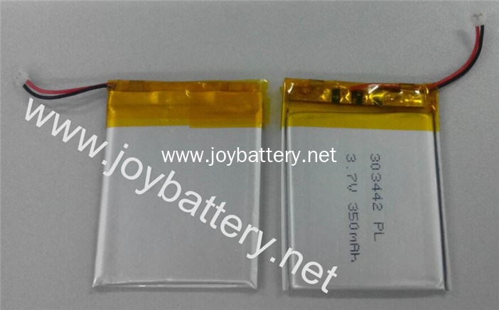 350mah small li polymer with PCM and wires 303442 3.7v 350mah li-ion polymer battery,403442,503442,583442,703442,803442