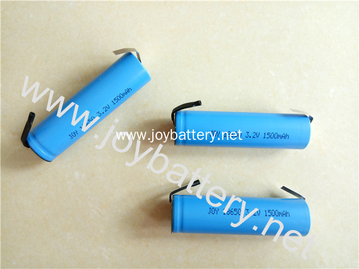 18650 LiFePO4 cylindrical battery 3.2v 1500mah battery with tabs,LiFePO4 18650 3.2V 1500mAh battery solder tabs
